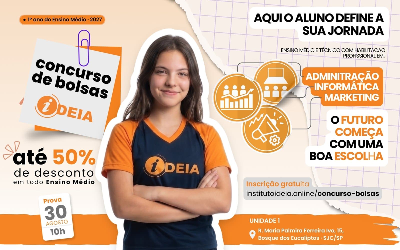 Concurso de Bolsas 2027 do IDEIA: como conquistar até 50% de bolsa no Ensino Médio